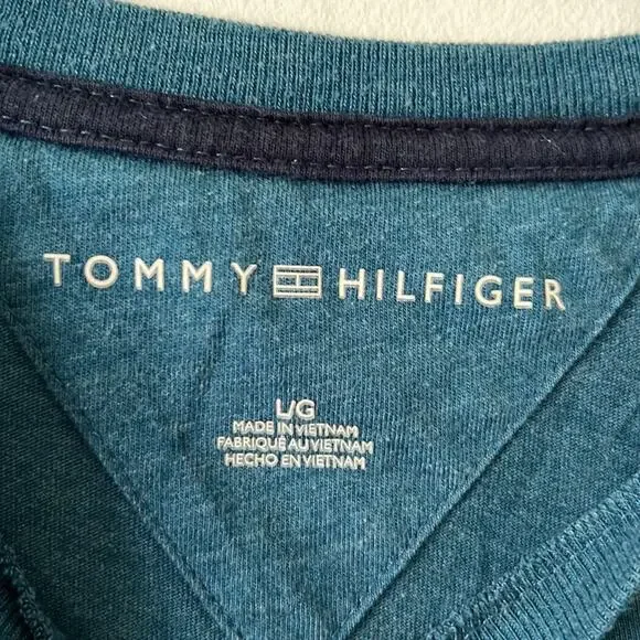 Tommy Hilfiger Blue Heathered Short Sleeve Casual Tee - Picture 4 of 9